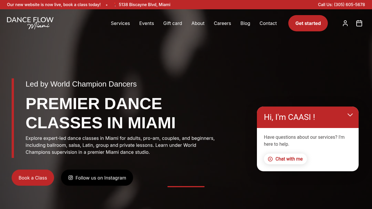 Capture d'écran du site Dance Flow Miami