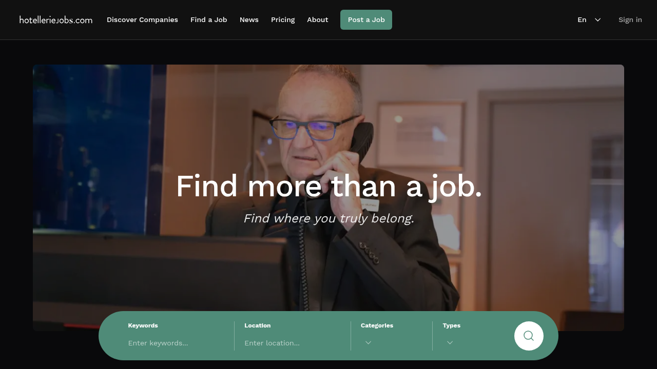 Capture d'écran du site Hotelleriejobs