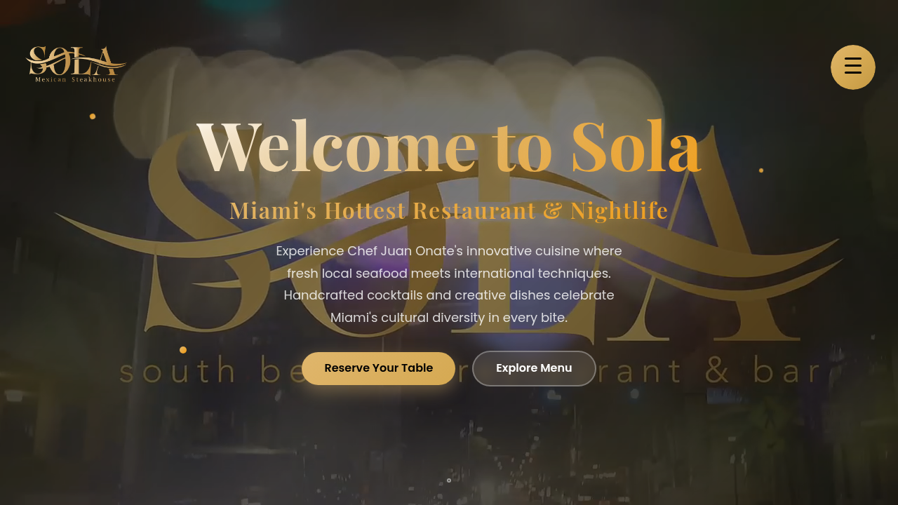 Capture d'écran du site Sola Miami