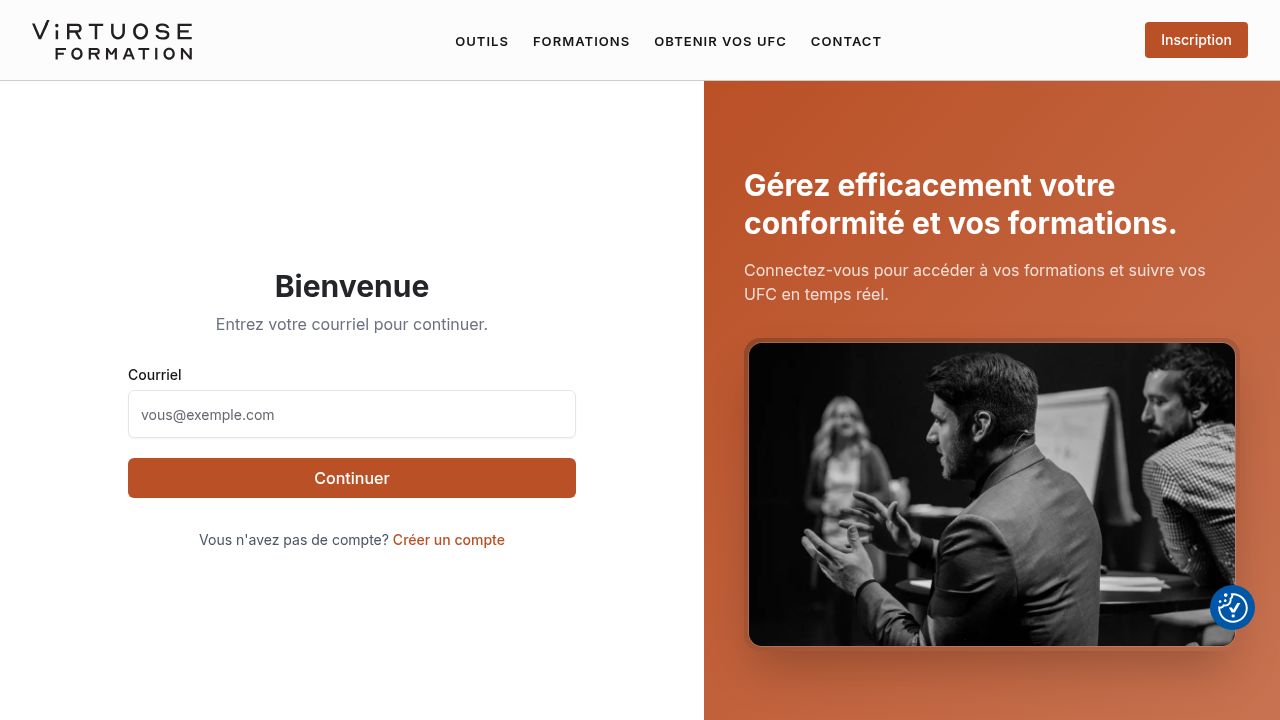 Capture d'écran du site Virtuose Formation